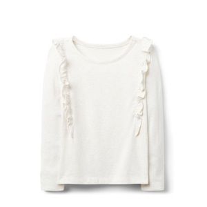 Cream Ruffle Long-Sleeve Top - Toddler